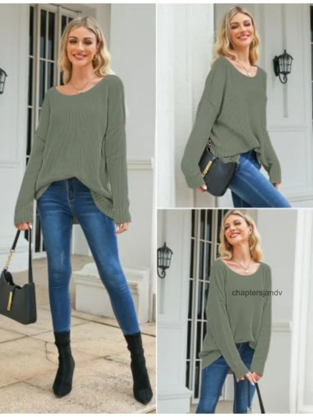 Oversized Cotton Sweater Long Sleeve Loose Knit Pullover Jumper